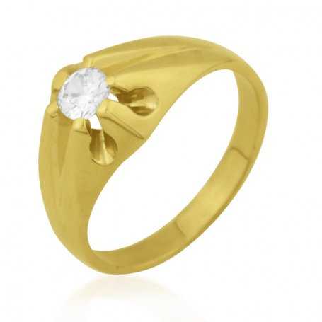 Anillo Oro Con Circonita En Garra