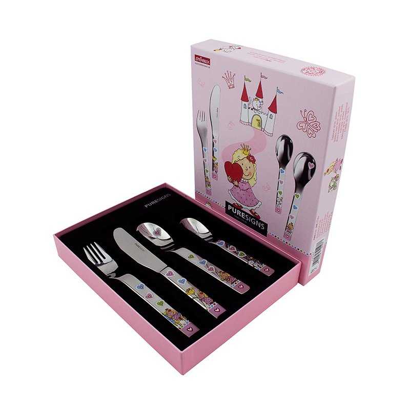 Set Cubiertos Acero Rosa Princess.