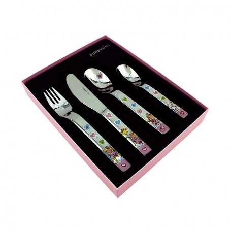 Set Cubiertos Acero Rosa Princess.