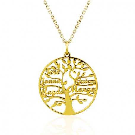 Collar Árbol de la Vida Cinco Nombres Oro