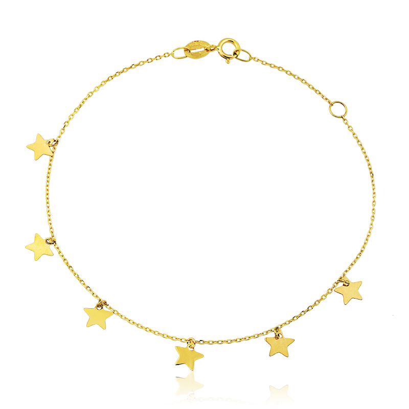 Pulsera estrellas lisas 18K