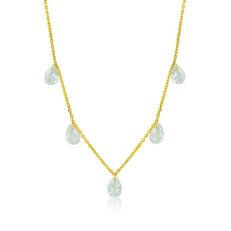 Collar Piedras Lagrima Oro 9k Izan