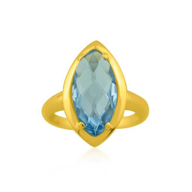 Anillo Oro Piedra Azul Ohio