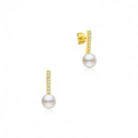 Pendiente Oro Perla Con Circonita Bósforo