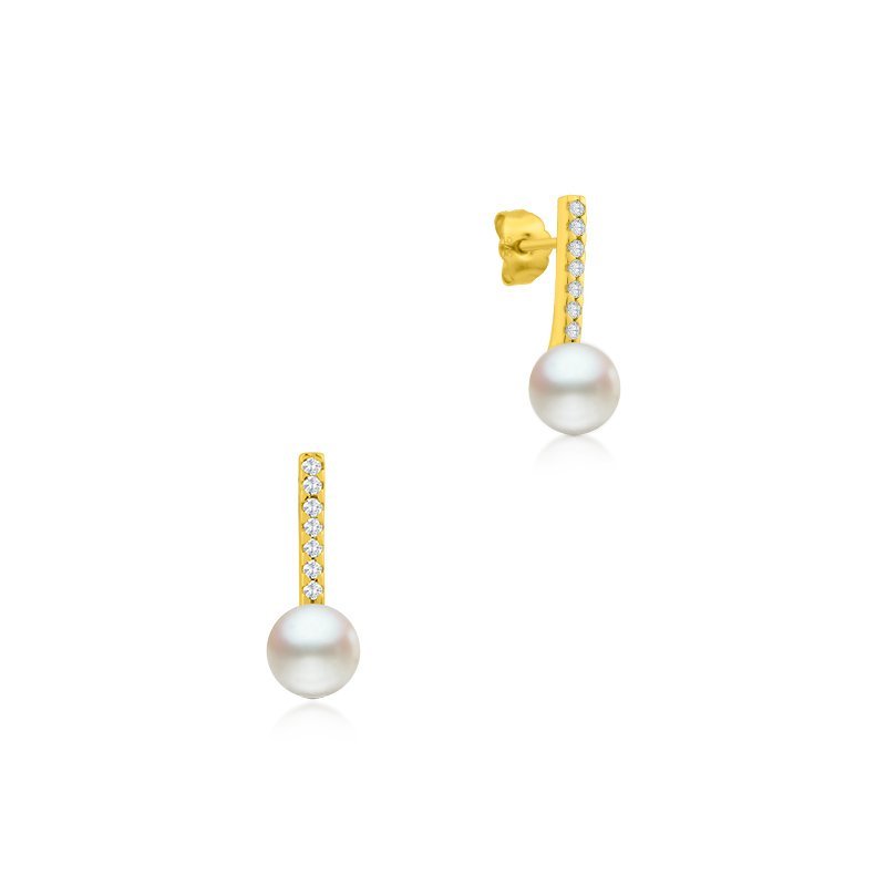 Pendiente Oro Perla Con Circonita Bósforo