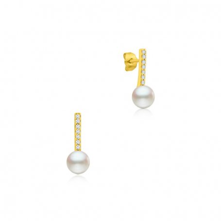 Pendiente Oro Perla Con Circonita Bósforo