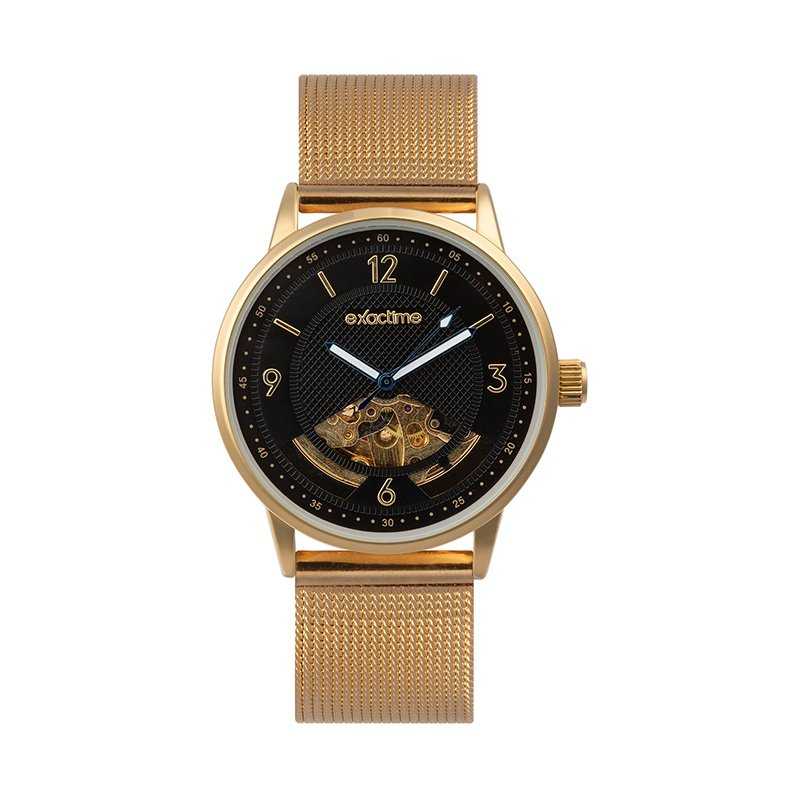 Reloj Hombre Exactime Automático Dorado Noir