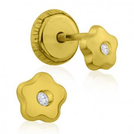 Pendiente Oro 9k Infantil Flor Mainne | OFERTA | Joyerías ARESSO