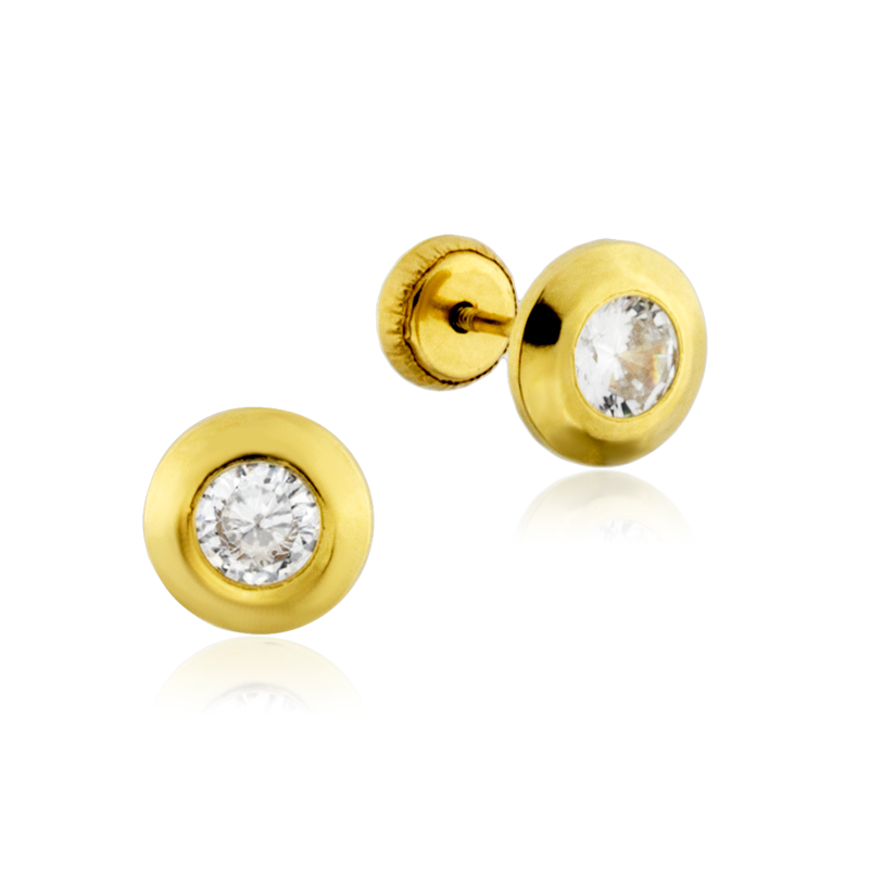 Pendientes Infantil Oro 9k Chatón Circonita Becky