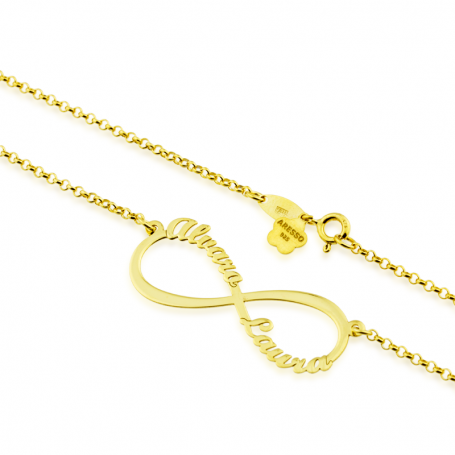 Collar Oro 9k Cuatro Nombres Personalizados Infinito zoom