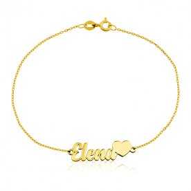 Pulsera Oro 18k Nombre Personalizado Corazón Sweet | Joyerías ARESSO