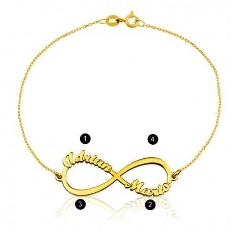 Pulsera Oro Infinito Nombres Personalizados Golden | Joyerías ARESSO