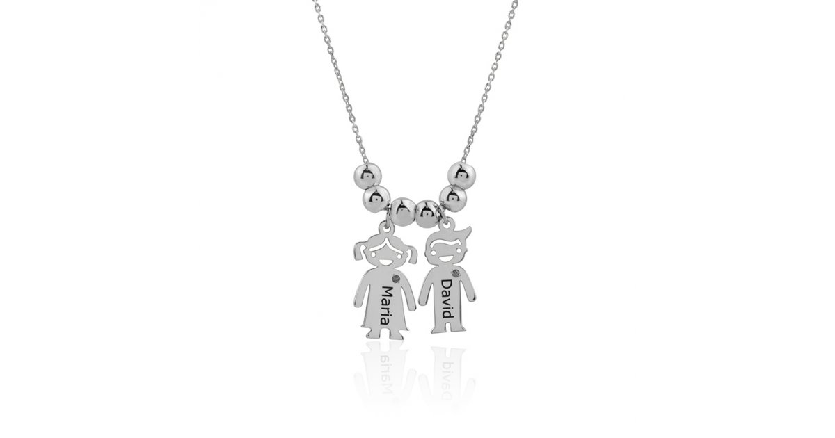 Cambiable Otros lugares semilla Collar De Plata Niña y Niño Personalizado