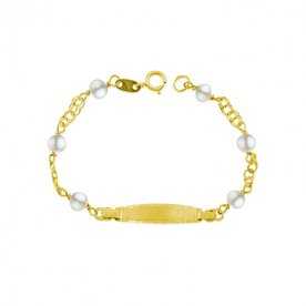 Pulsera Infantil Chapa Perlas 9k | Oferta | Joyería ARESSO