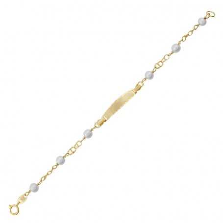 Pulsera Infantil Chapa Perlas 9k | Oferta | Joyería ARESSO