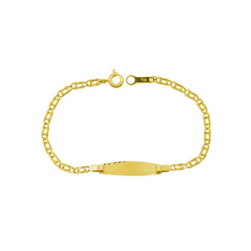 Pulsera Infantil Oro 9k Chapa Ojo de Tigre