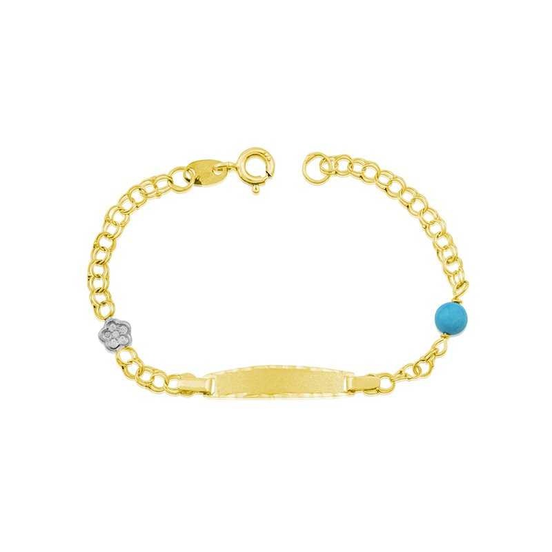 Pulsera Infantil Oro 9k Chapa Hungarina Gabriela