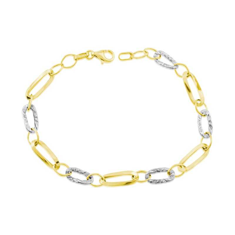 Pulsera Oro 9k Eslabón Bicolor Ronnie