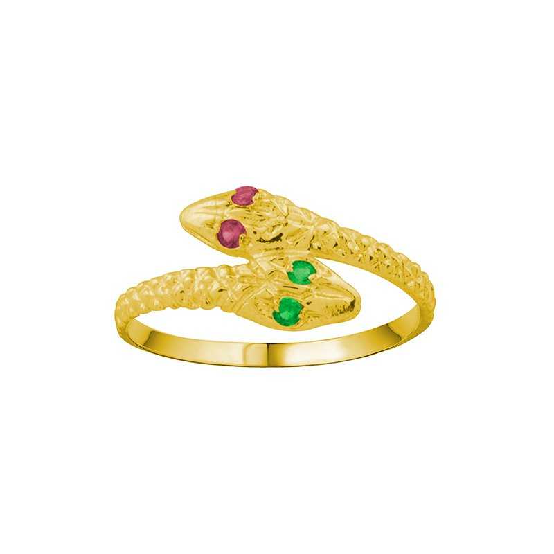 Anillo Oro 9k Serpientes Dos Cabezas Snakes