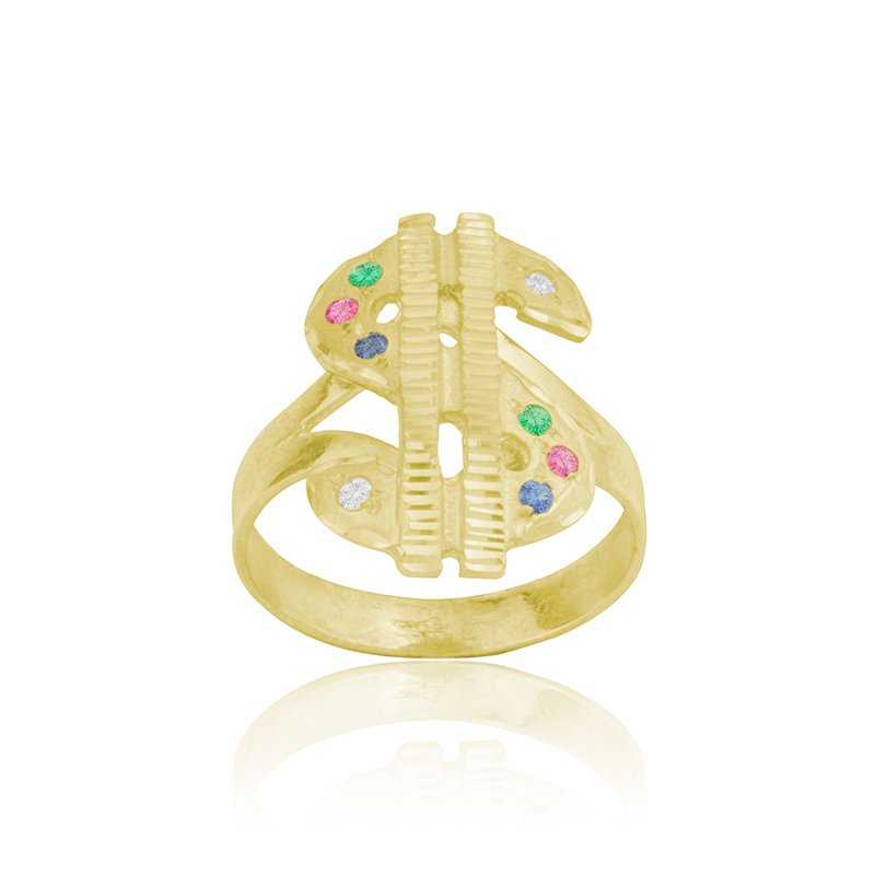 Sello Hombre Oro 9k Dolar Piedras Color