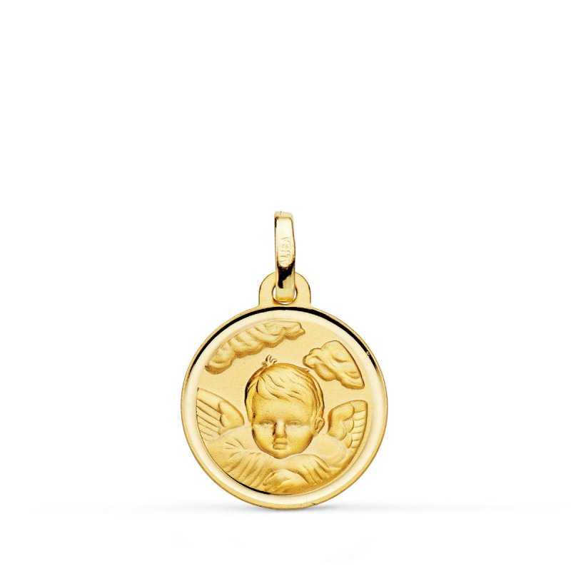 Medalla Ángel Niño Oro 9k Bisel Redonda