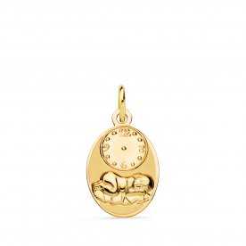 Medalla Oro 9k Hora Recién Nacido Time