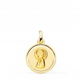 Medalla de Oro Amarillo Redonda Infantil Virgen Niña