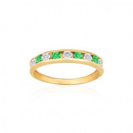 Anillo Oro 9k Circonitas Piedras Color Esmeralda Big | Joyerías ARESSO