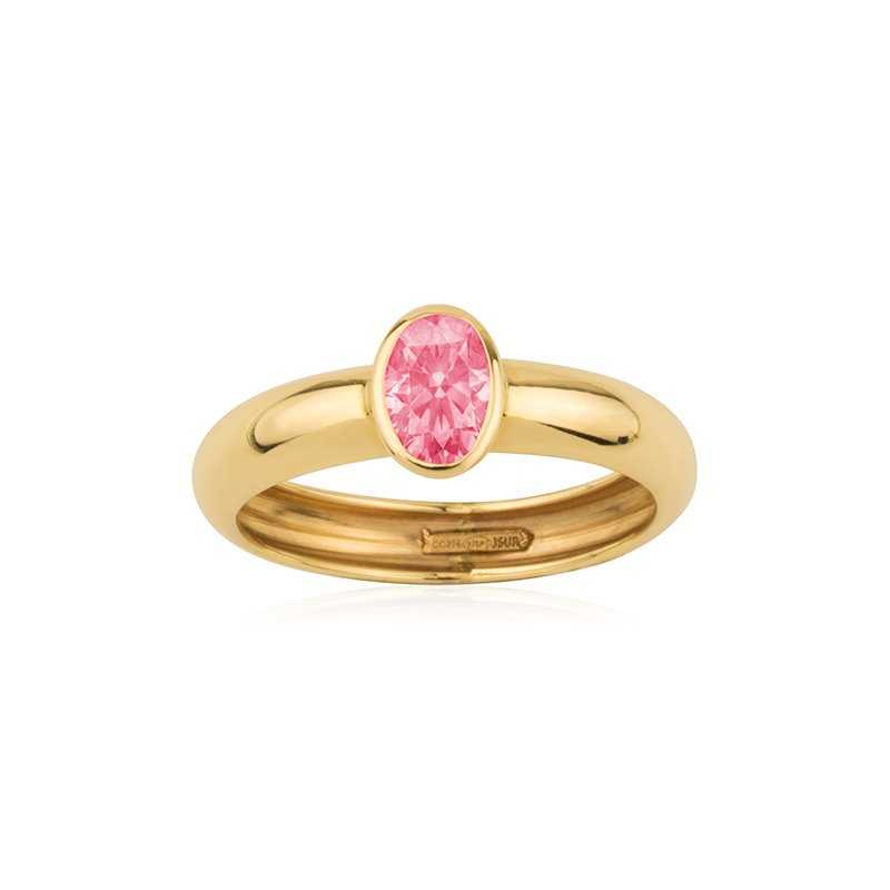 Sortija Oro 9k Piedra Color Rosa Cinar