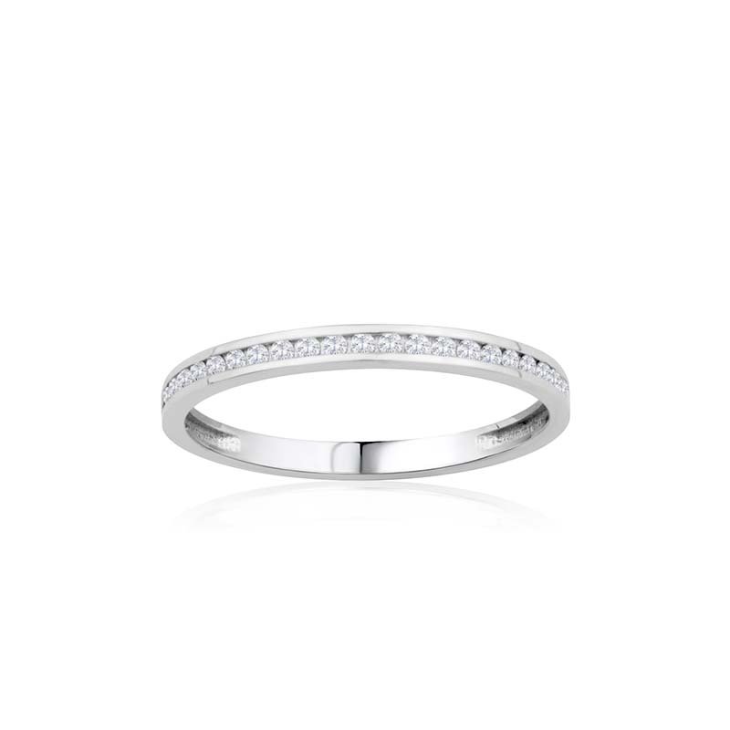 Anillo Oro Blanco Carril Diamantes Deyá