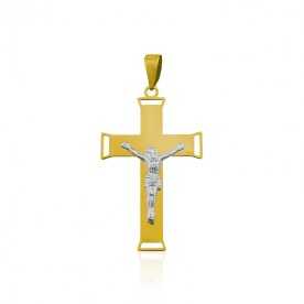 Colgante Cruz Oro 9k Bicolor Cristo Palermo | Joyerías ARESSO