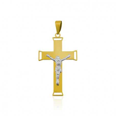 Colgante Cruz Oro 9k Bicolor Cristo Palermo | Joyerías ARESSO