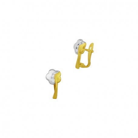 Pendientes Oro Infantil Bicolor Flor Circonitas Rea | Joyerías ARESSO