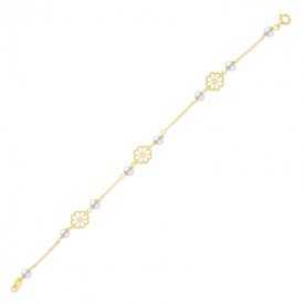 Pulsera de Oro Infantil con Perlas Margaritas
