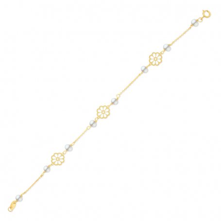 Pulsera de Oro Infantil con Perlas Margaritas