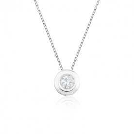 Collar en Oro 18k Blanco con Diamante en Chatón Corinto