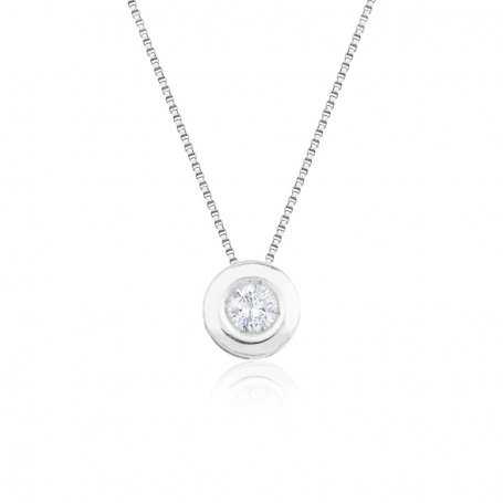 Collar en Oro 18k Blanco con Diamante en Chatón Corinto