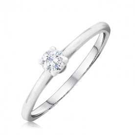 Solitario en Oro Blanco de 18k con Diamante Moza