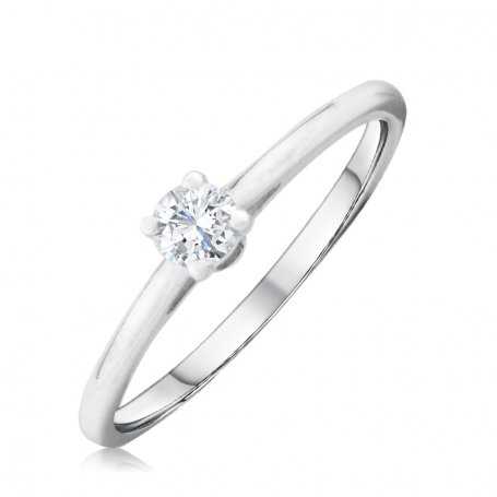 Solitario en Oro Blanco de 18k con Diamante Moza