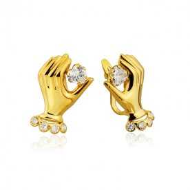 Pendientes Mujer Oro 9k Mano Circonita Handy | OFERTA | Joyería ARESSO