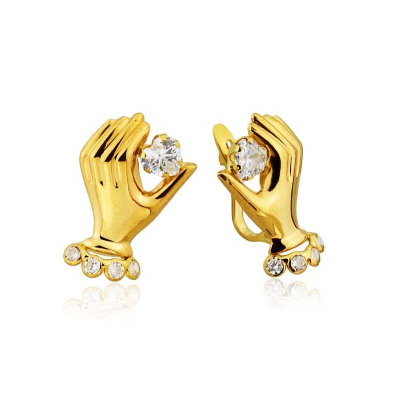 Pendientes Mujer Oro 9k Mano Circonita Handy