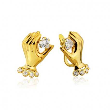 Pendientes Mujer Oro 9k Mano Circonita Handy | OFERTA | Joyería ARESSO