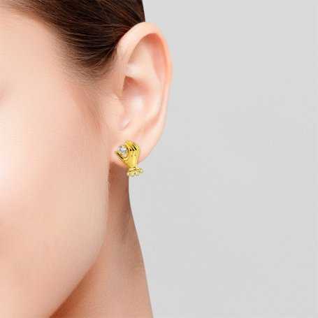 Pendientes Mujer Oro 9k Mano Circonita Handy | OFERTA | Joyería ARESSO