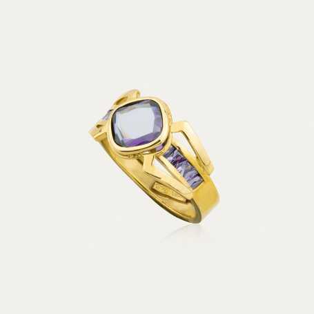 Sortija Oro Piedra Amatista Purple