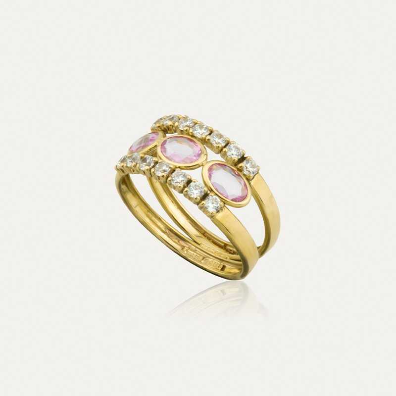 Sortija Oro Doble Piedras Color Rosa de Francia Rosella | Envíos gratis | Joyerías ARESSO