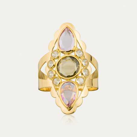 Sortija Oro Lanzadera Piedras Color Rusetto
