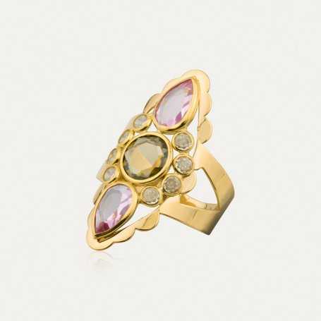 Sortija Oro Lanzadera Piedras Color Rusetto