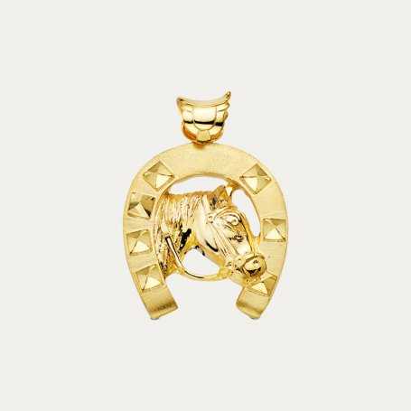 Colgante Oro 18k Herradura y Caballo Pferd | OFERTA | Joyerías ARESSO
