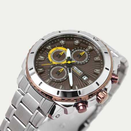 Reloj Aviador Caballero Acero Marrón Más Caja Regalo