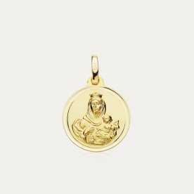 Medalla de Oro 18k con Cristo y Virgen Sacrecoeur